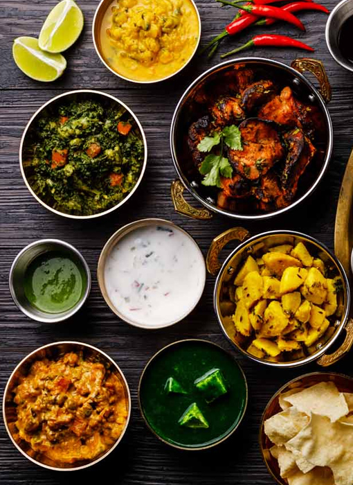 verity of indian food items